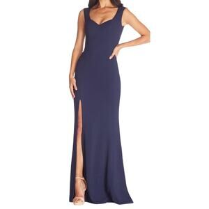 Dress the Population Monroe Side Slit Gown dress navy blue size Medium M